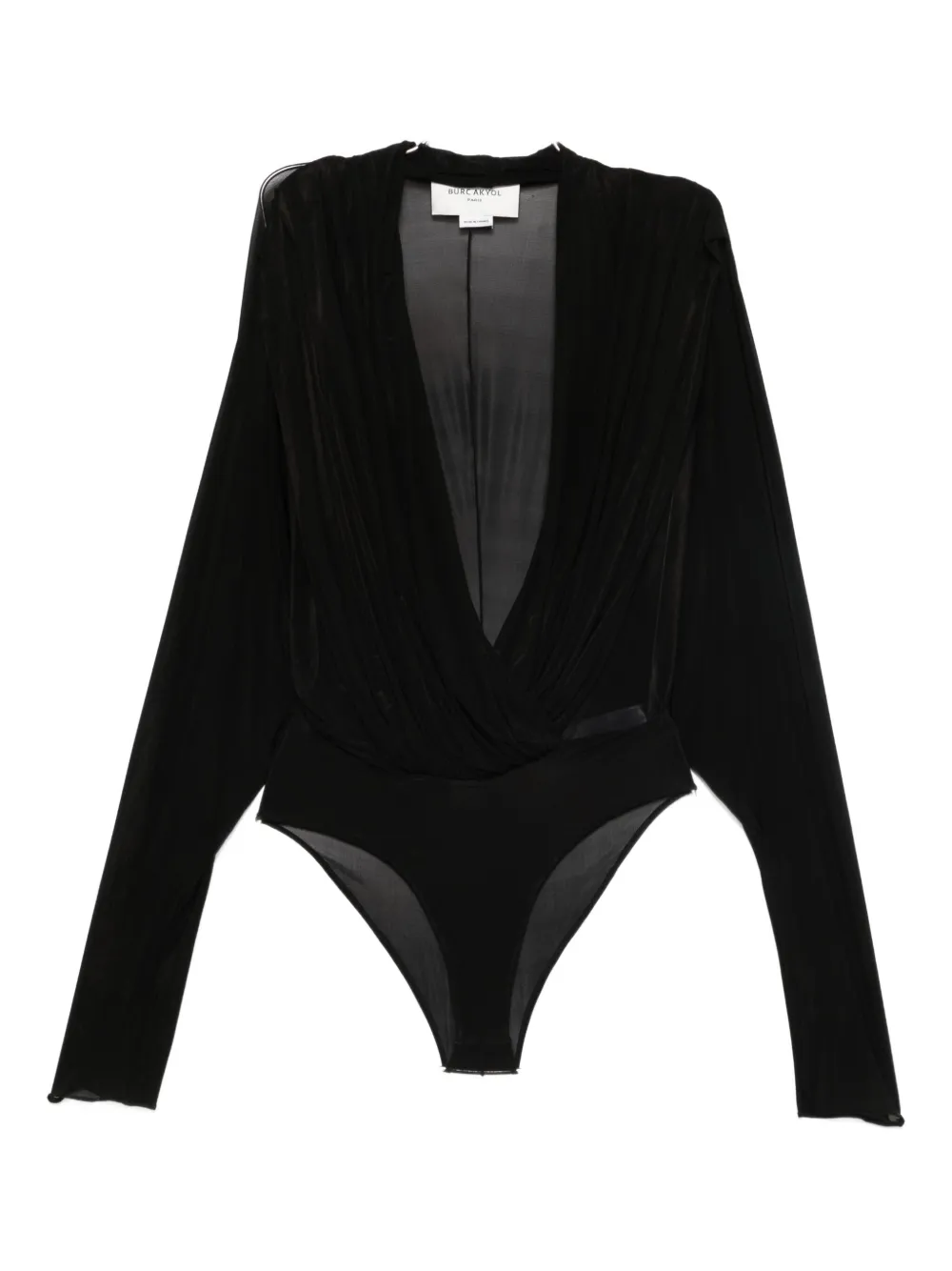 Burc Akyol Draped Jersey Bodysuit In Black