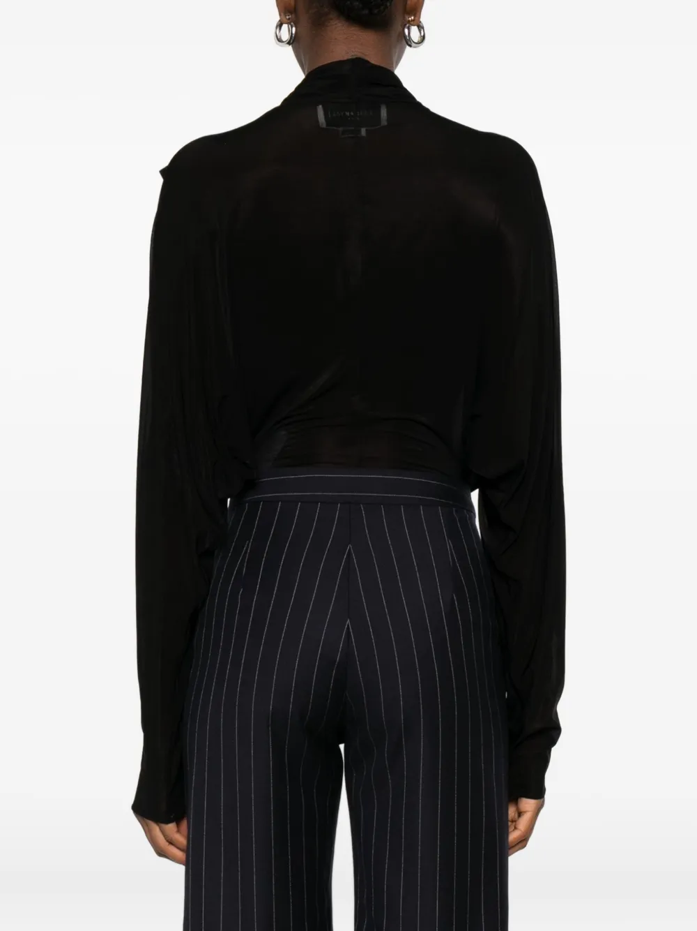 Burc Akyol Draped Jersey Bodysuit In Black
