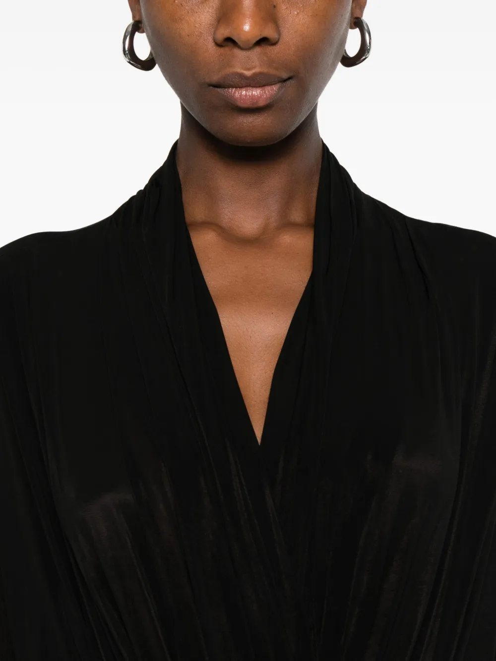 Burc Akyol Draped Jersey Bodysuit In Black