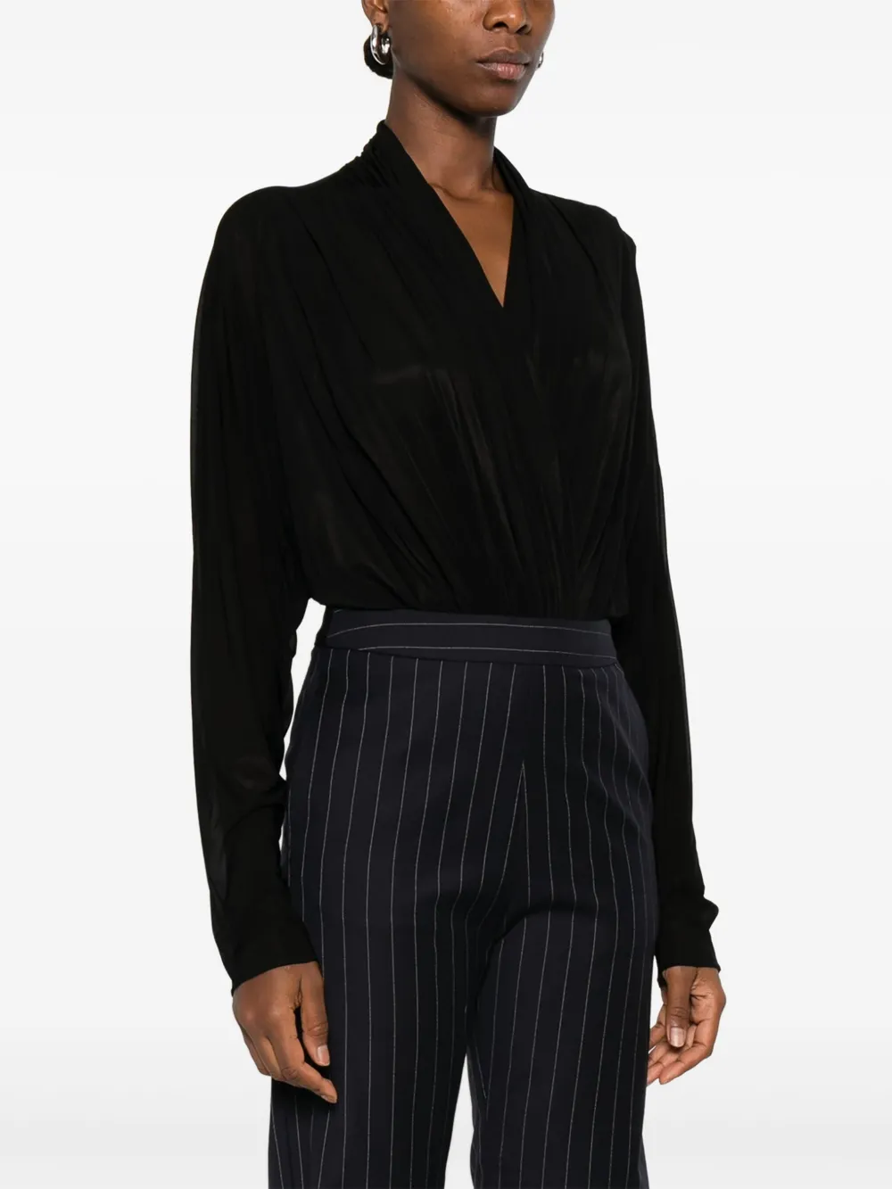  Burc Akyol Draped Jersey Bodysuit - Black 
