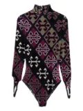 Burc Akyol geometric-print velvet bodysuit - Blue