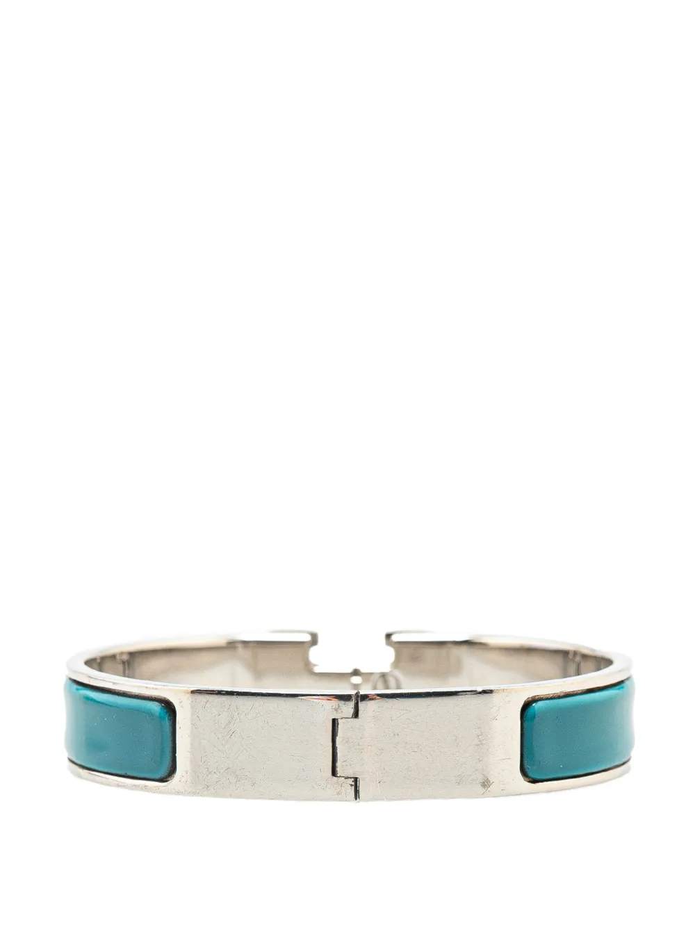 Pre-owned Hermes 20th Century Narrow Enamel Clic H Bracelet Pm Costume Bracelet In Blue