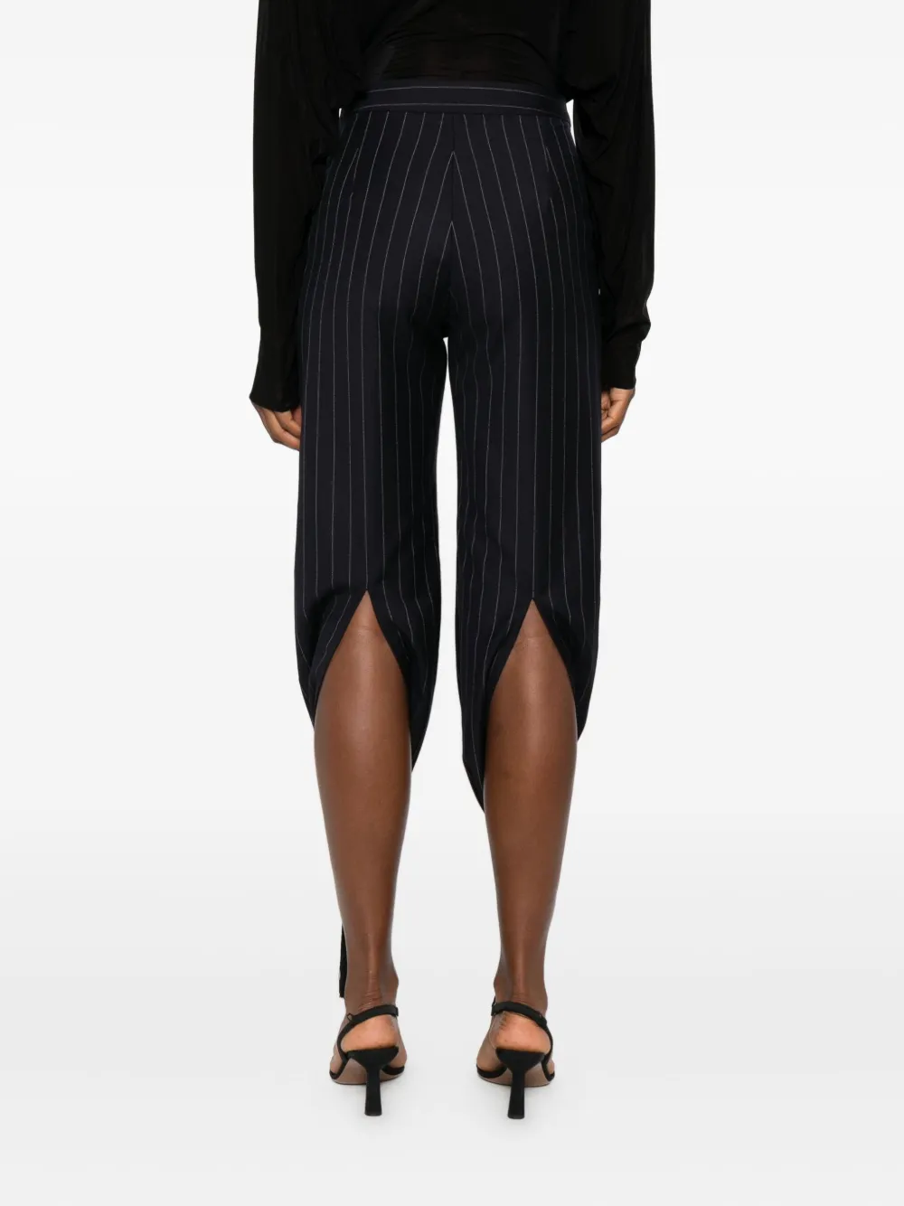 Burc Akyol Pinstripe Tasselled Trousers In Black