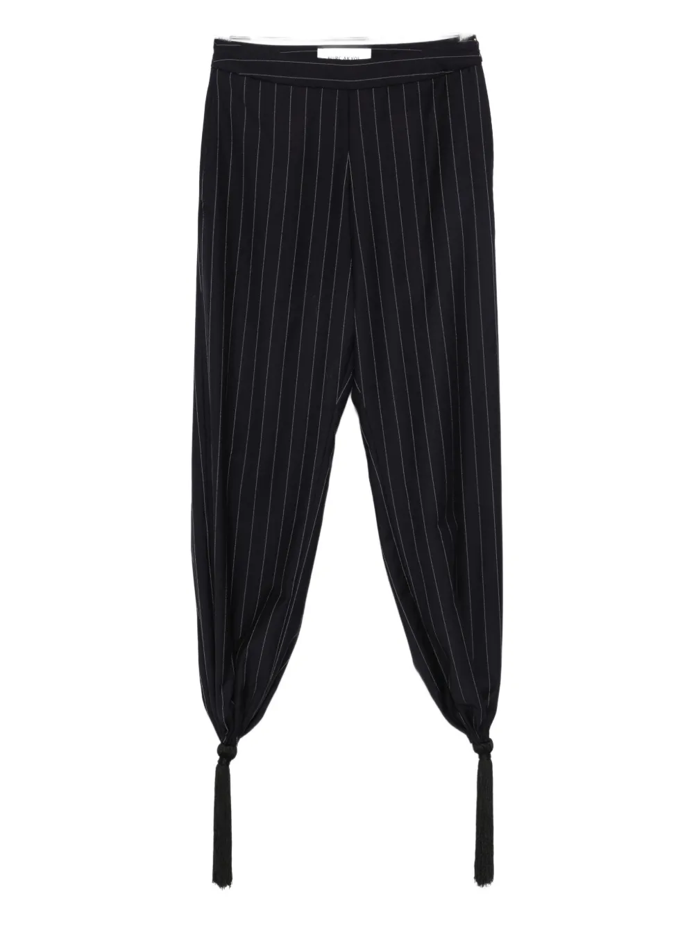 Burc Akyol Pinstripe Tasselled Trousers In Black