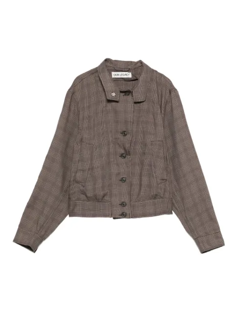 OUR LEGACY chamarra bomber con botones y motivo de cuadros