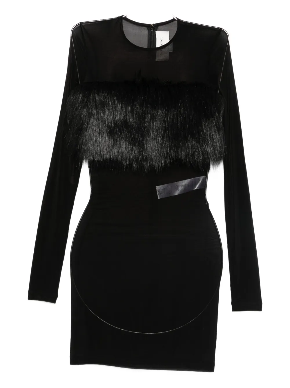 Burc Akyol Faux Fur-trimmed Mini Dress In Black