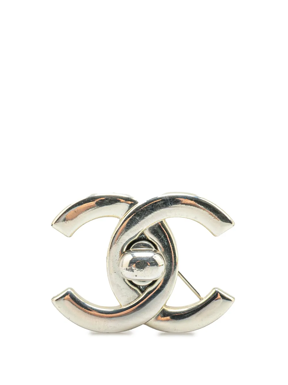CHANEL Pre-Owned بروش فضي بقفل شعار CC ‫1996‬ | فضي | Image 1