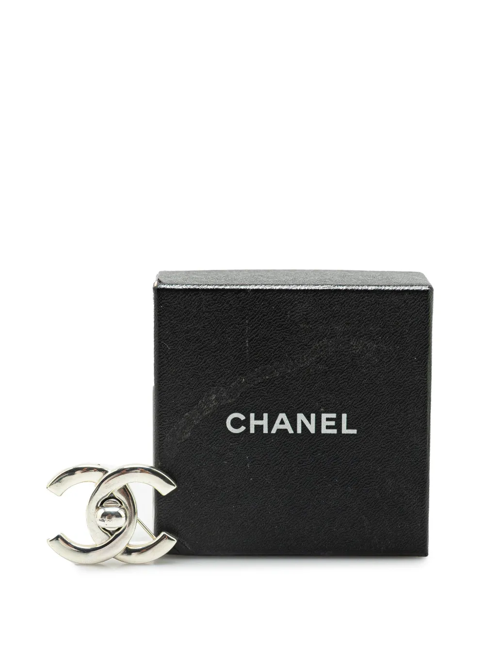 Pre-owned Chanel 1996 Silver Cc Turn-lock Brooch Costume Brooch