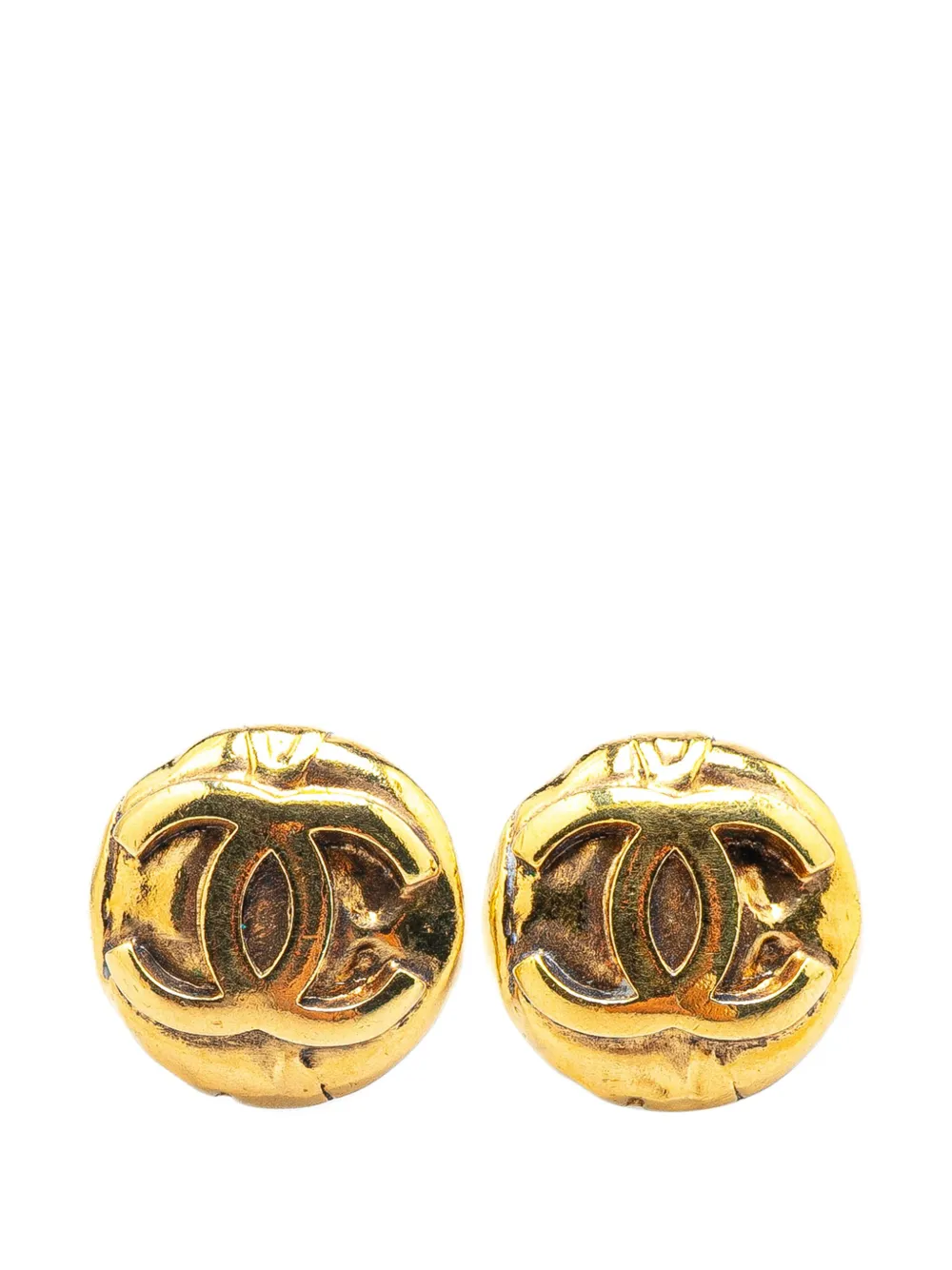 CHANEL Pre-Owned 1996 Gold Plated CC Round Clip on Earrings costume earrings | Gold | Image 1