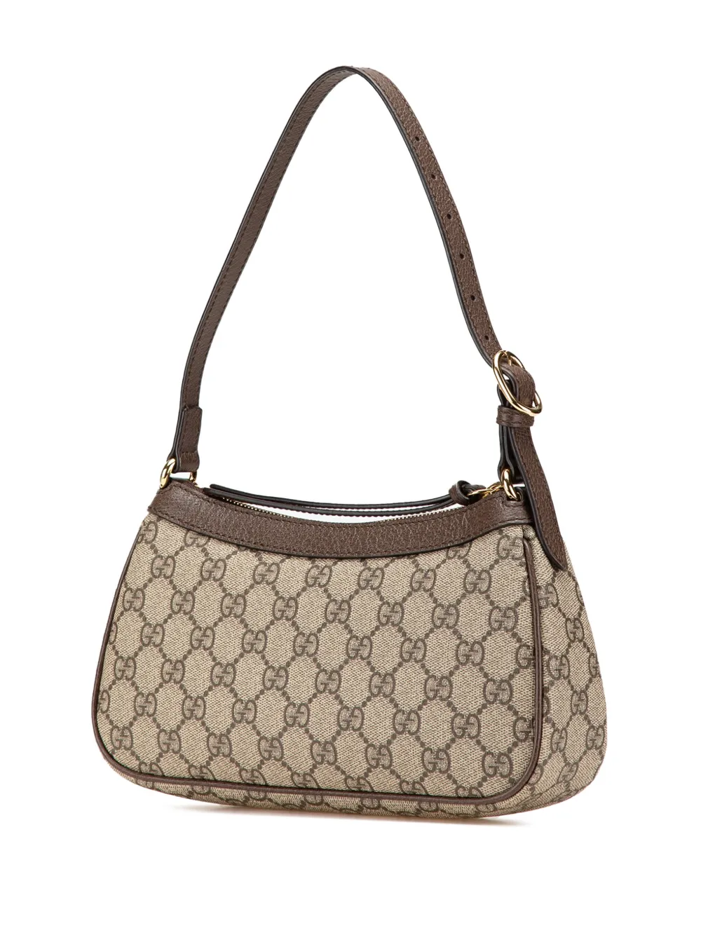 Pre-owned Gucci 2016-2024 Small Gg Supreme Ophidia Shoulder Bag In Brown
