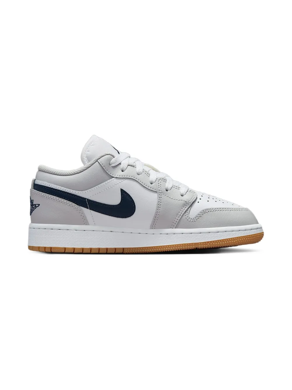 Jordan Kids Jordan 1 Low " White Neutral Grey Gum Midnight Navy" sneakers