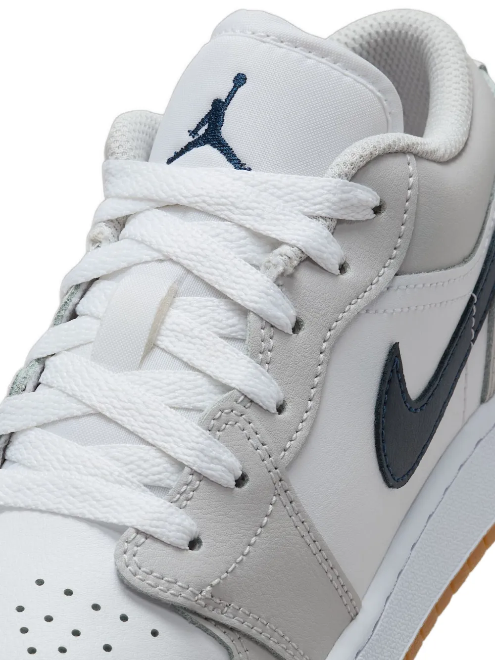 Jordan Kids Jordan 1 Low " White Neutral Grey Gum Midnight Navy" sneakers