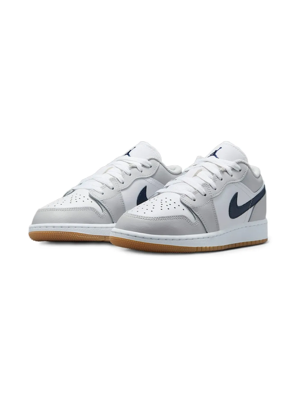 Jordan Kids Jordan 1 Low " White Neutral Grey Gum Midnight Navy" sneakers