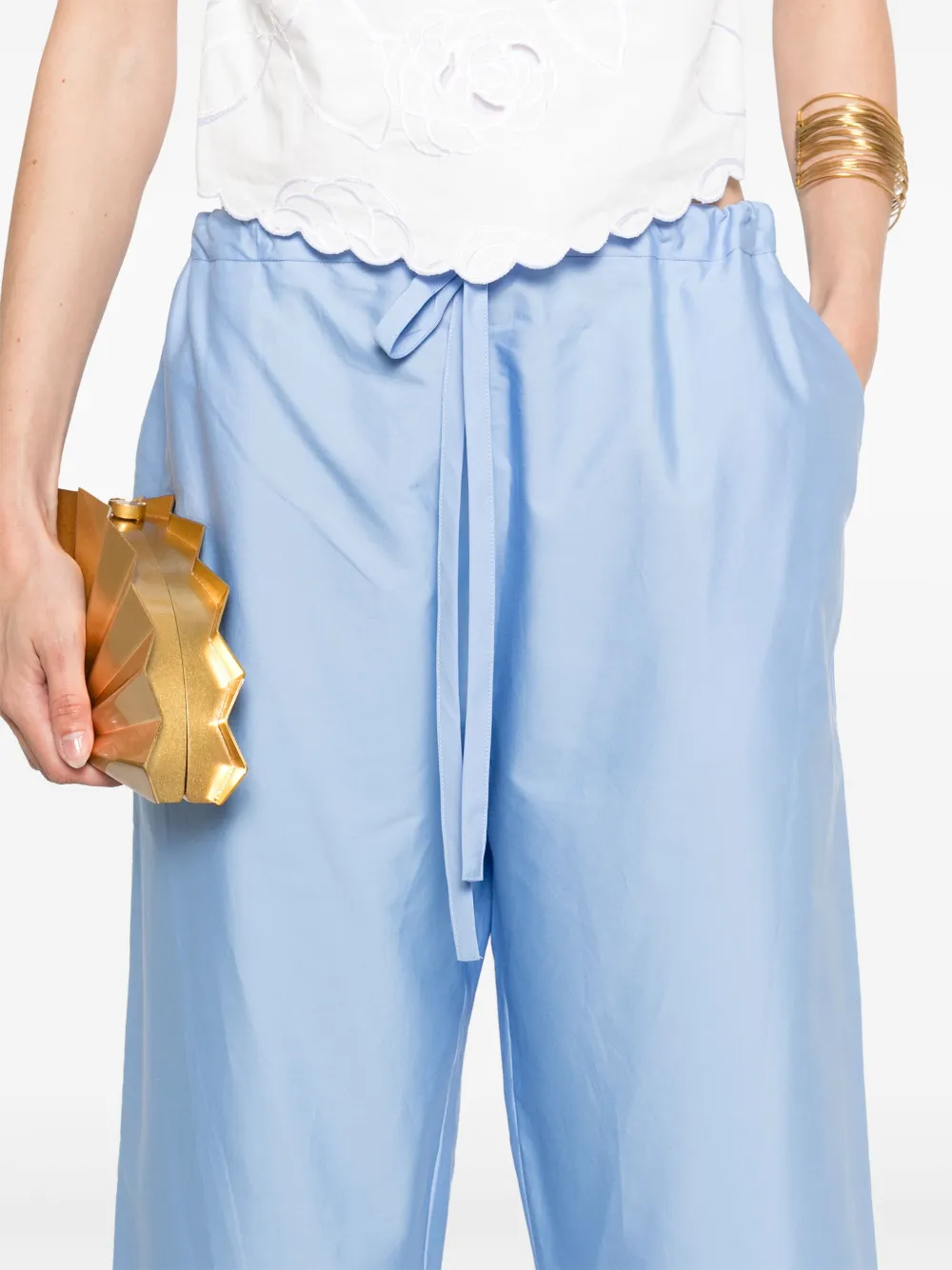 La DoubleJ Broek met borduurwerk Blauw