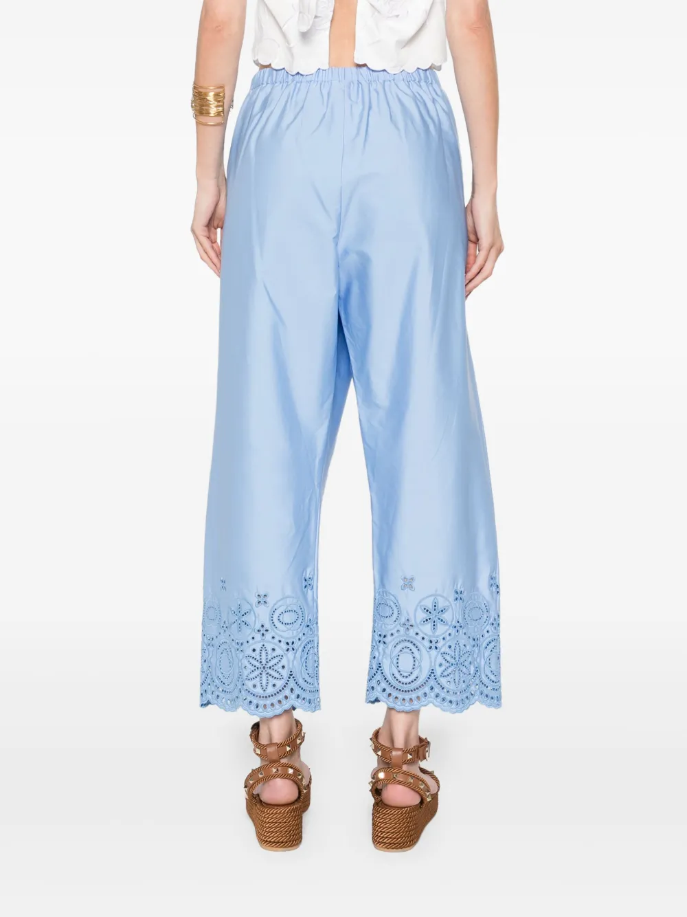 La DoubleJ Broek met borduurwerk Blauw