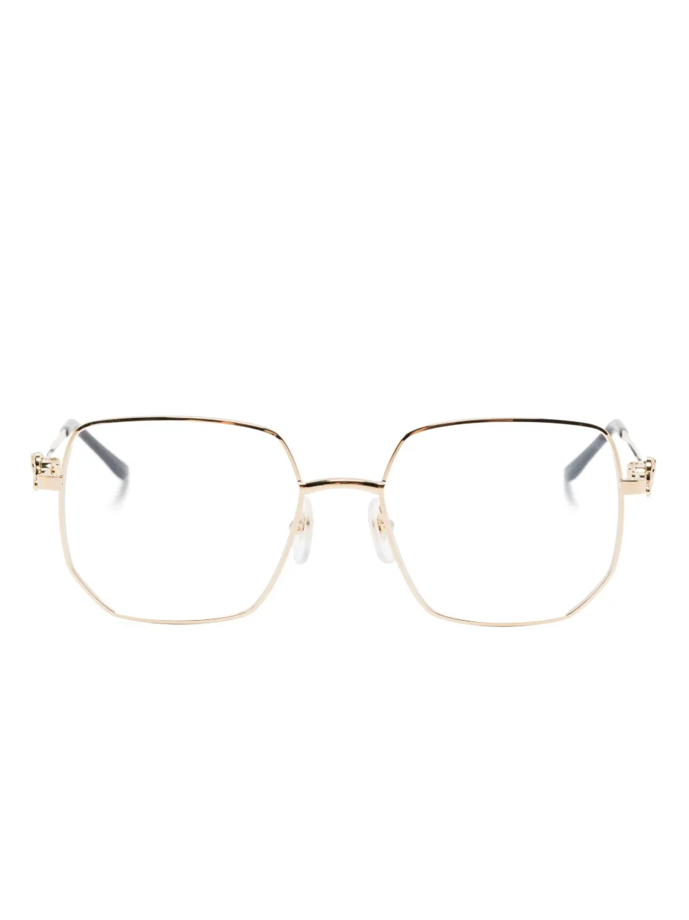 Cartier Eyewear ジオメトリック眼鏡フレーム - ゴールドトーン Cartier Eyewear ジオメトリック眼鏡フレーム - ゴールドトーン