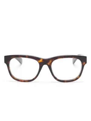 PRADA トータスシェル ラウンドメガネ Prada Eyewear Dフレーム トータスシェル 眼鏡フレーム | ブラウン