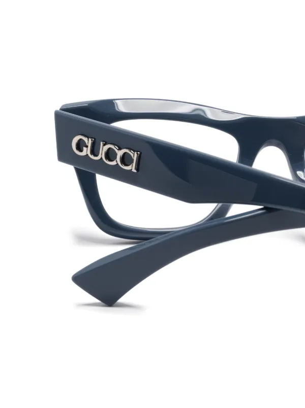 GUCCI  スクエアフレームメガネ Gucci Eyewear スクエア眼鏡フレーム | ブルー | FARFETCH JP