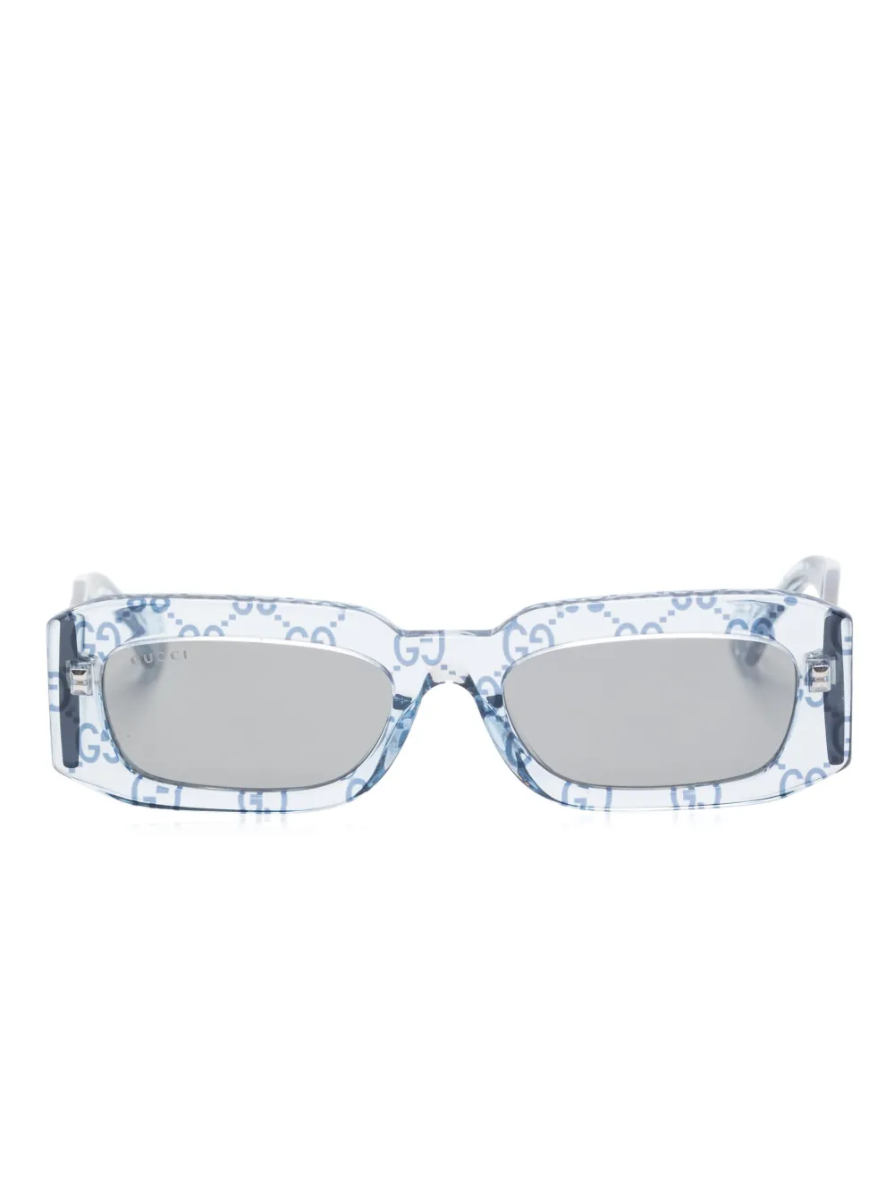 Gucci Zonnebril met rechthoekig montuur en GG-monogram Blauw