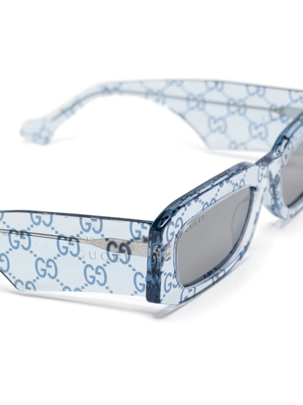 Gucci Zonnebril met rechthoekig montuur en GG-monogram Blauw