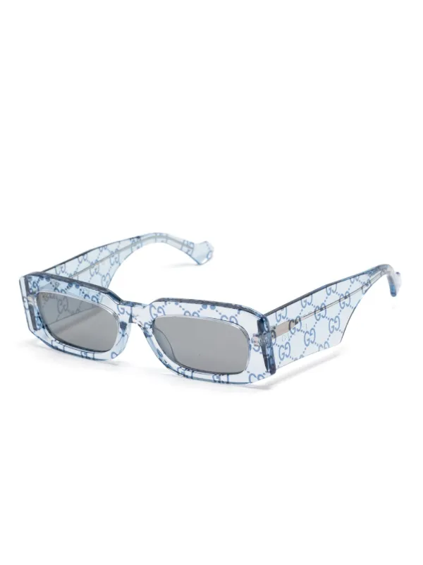 Gucci Eyewear GG Monogram rectangle-frame Sunglasses Blue