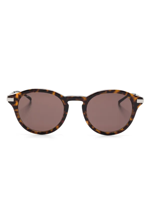 Gucci Eyewear ラウンドフレーム サングラス | ブラウン | FARFETCH JP