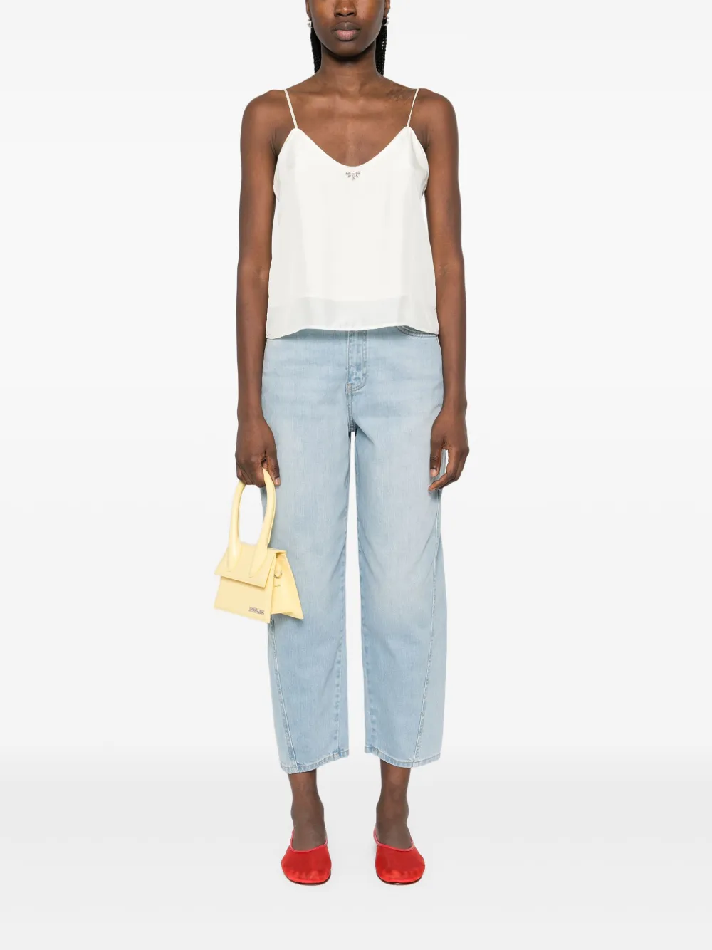 FORTE FORTE CRYSTAL-EMBELLISHED SILK TOP