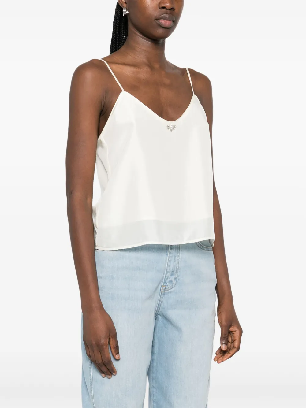 FORTE FORTE CRYSTAL-EMBELLISHED SILK TOP
