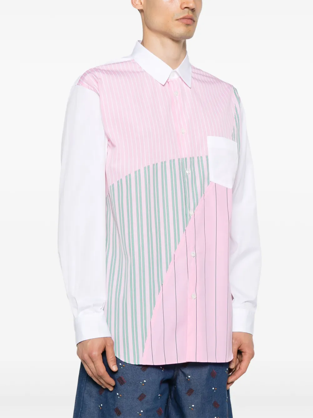 Comme Des Garçons Shirt Overhemd met patchwork Roze
