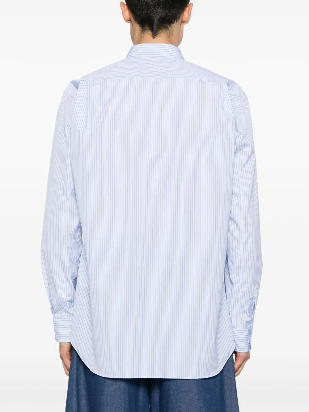 Comme Des Garçons Shirt Gestreept overhemd met patchwork Blauw