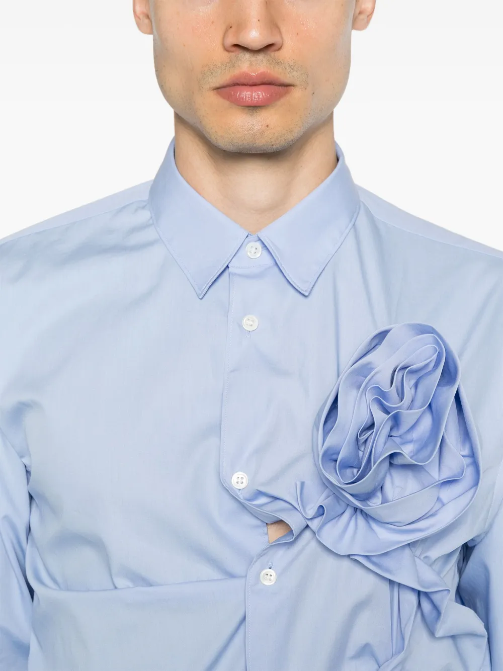 Comme Des Garçons Shirt Overhemd met bloemenapplicatie Blauw
