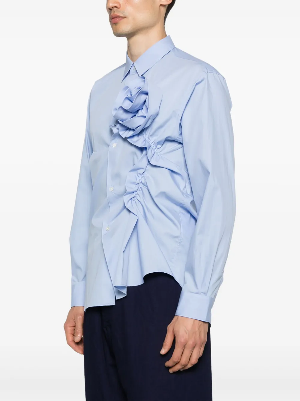 Comme Des Garçons Shirt Overhemd met bloemenapplicatie Blauw