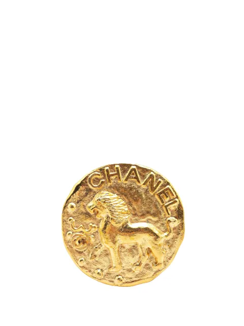 CHANEL Pre-Owned broche Gold Plated CC Round Lion Brooch 1980-1990
