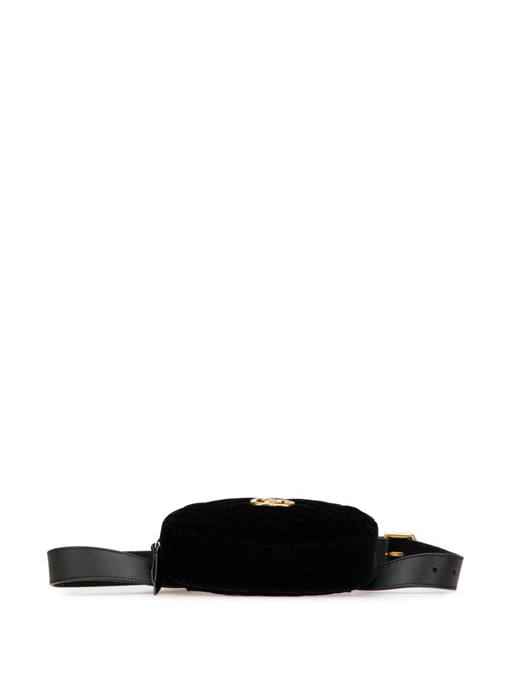 Pre-owned Gucci 2016-2024 Gg Marmont Matelasse Velvet Belt Bag In Black