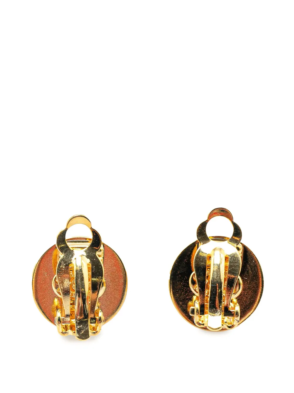 CHANEL Pre-Owned 1997 Gold Plated Mini CC Turnlock Round Clip On Earrings costume earrings | Image 2