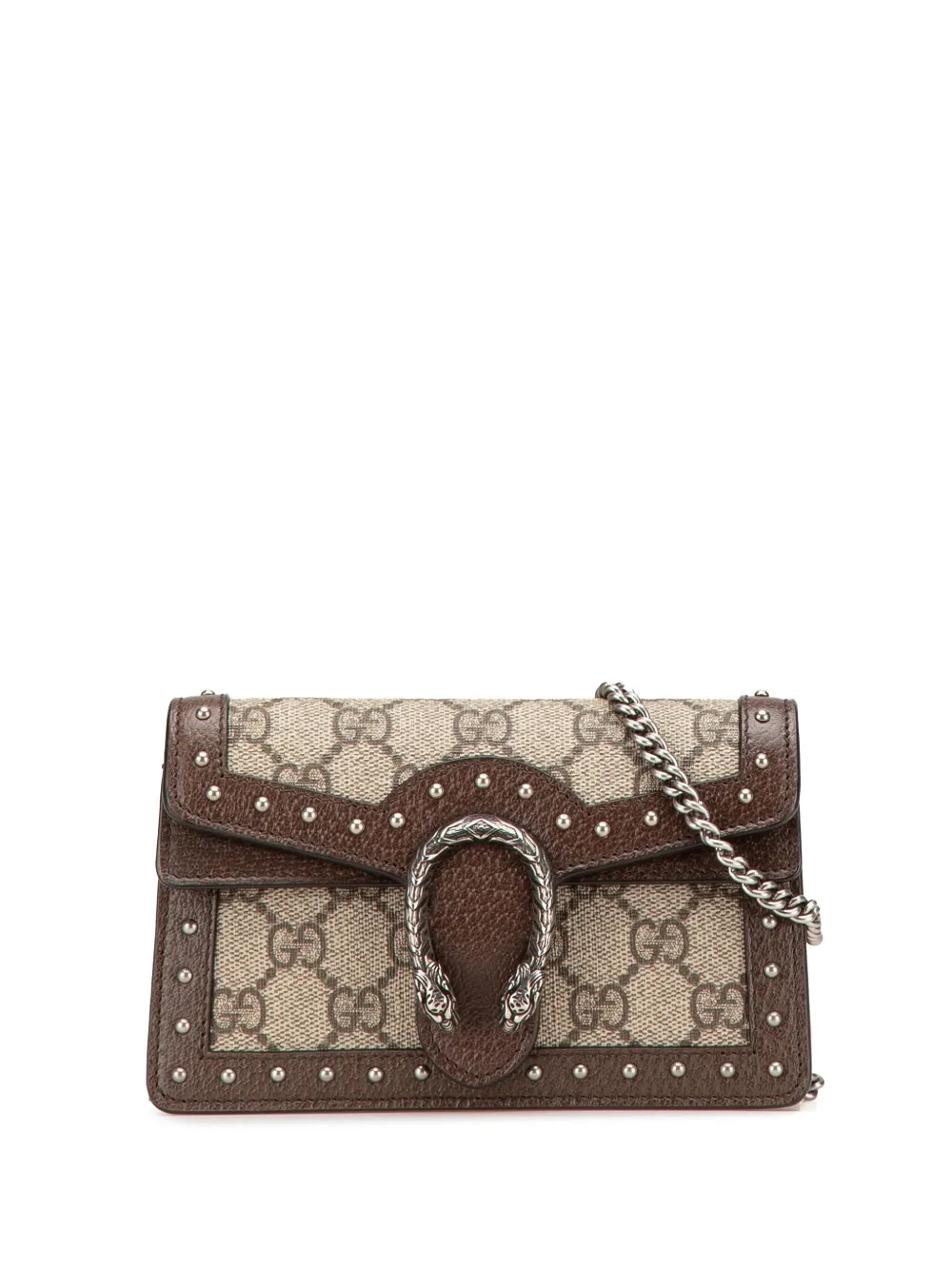 Gucci Pre-Owned 2016-2024 スーパーミニ GGスプリーム スタッズ ディオニュソス ショルダーバッグ - ブラウン Gucci Pre-Owned 2016-2024 スーパーミニ GGスプリーム スタッズ ディオニュソス ショルダーバッグ - ブラウン