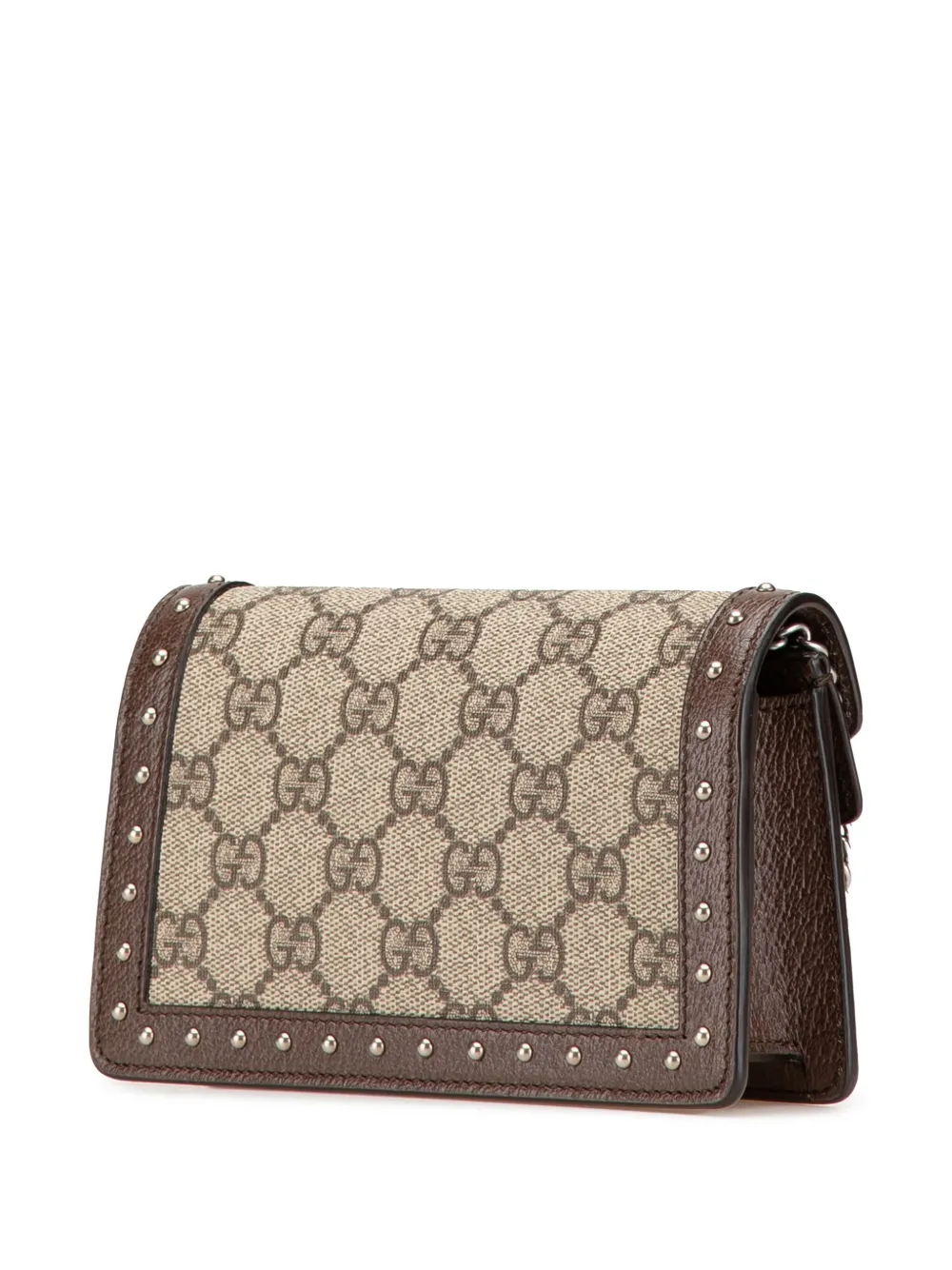 Pre-owned Gucci 2016-2024 Super Mini Gg Supreme Studs Dionysus Crossbody Bag In 褐色