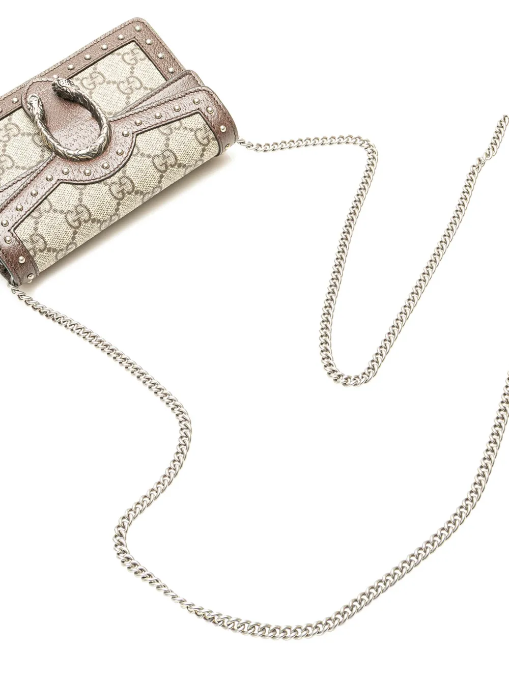 Pre-owned Gucci 2016-2024 Super Mini Gg Supreme Studs Dionysus Crossbody Bag In 褐色
