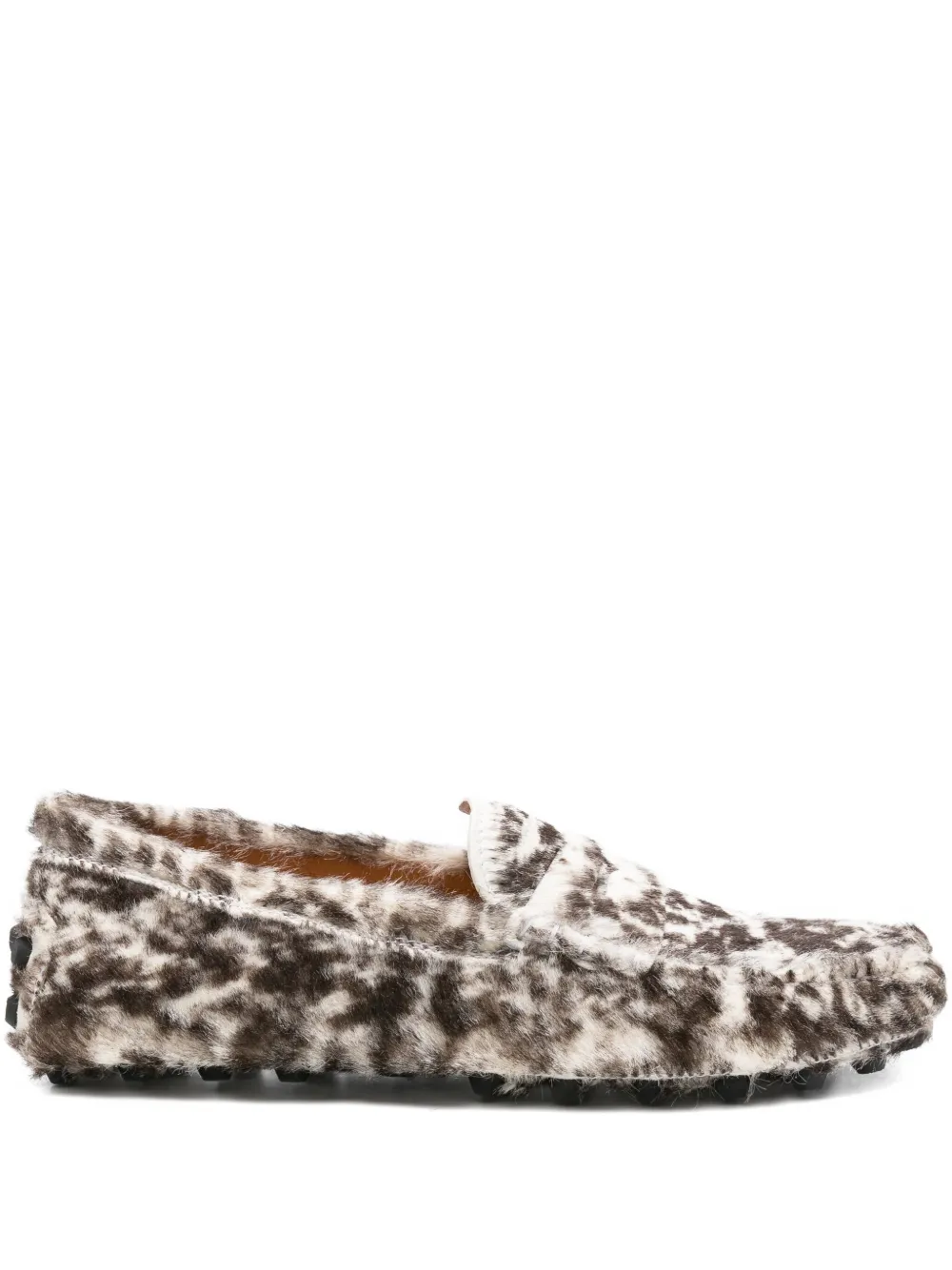 Tod's Gommino leopard-print pony-hair loafers Brown
