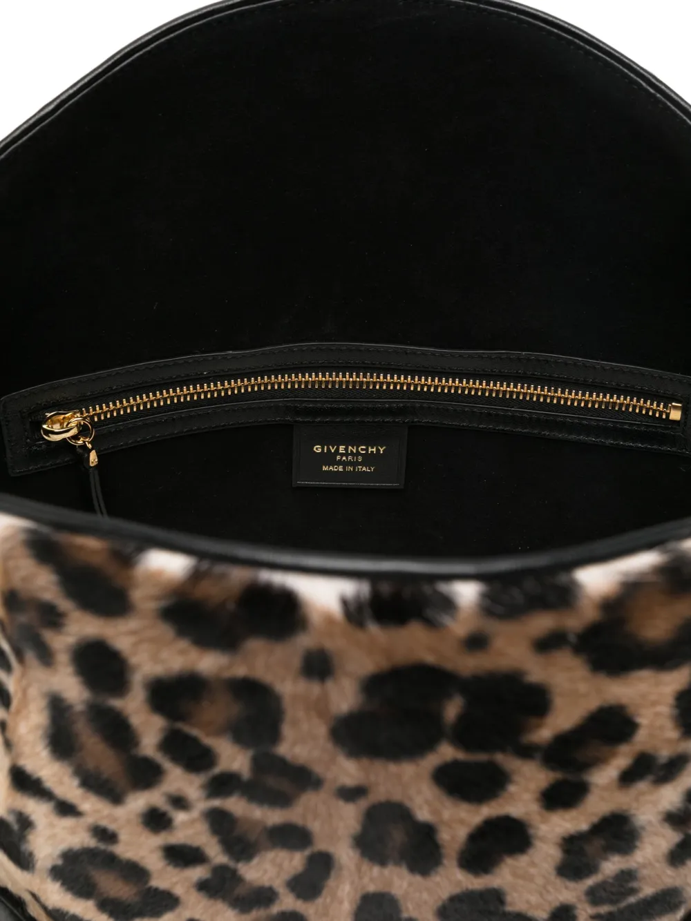 Givenchy Voyou Medium Leopard-print Calf Hair Shoulder Bag In Black