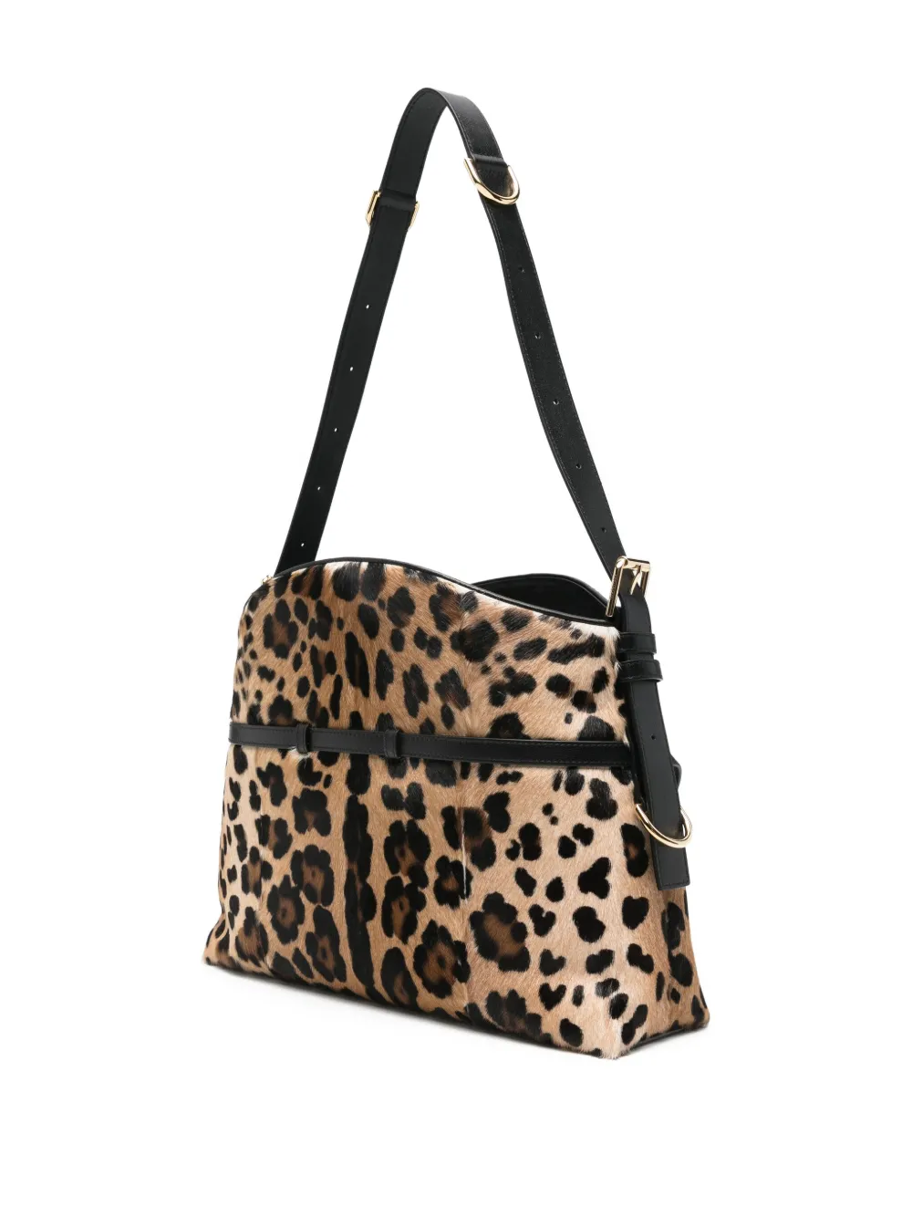 Givenchy Voyou Medium Leopard-print Calf Hair Shoulder Bag In Black
