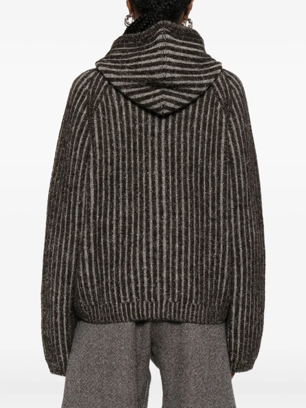 Our Legacy Leve Hood Zip-up Sweater In Brown