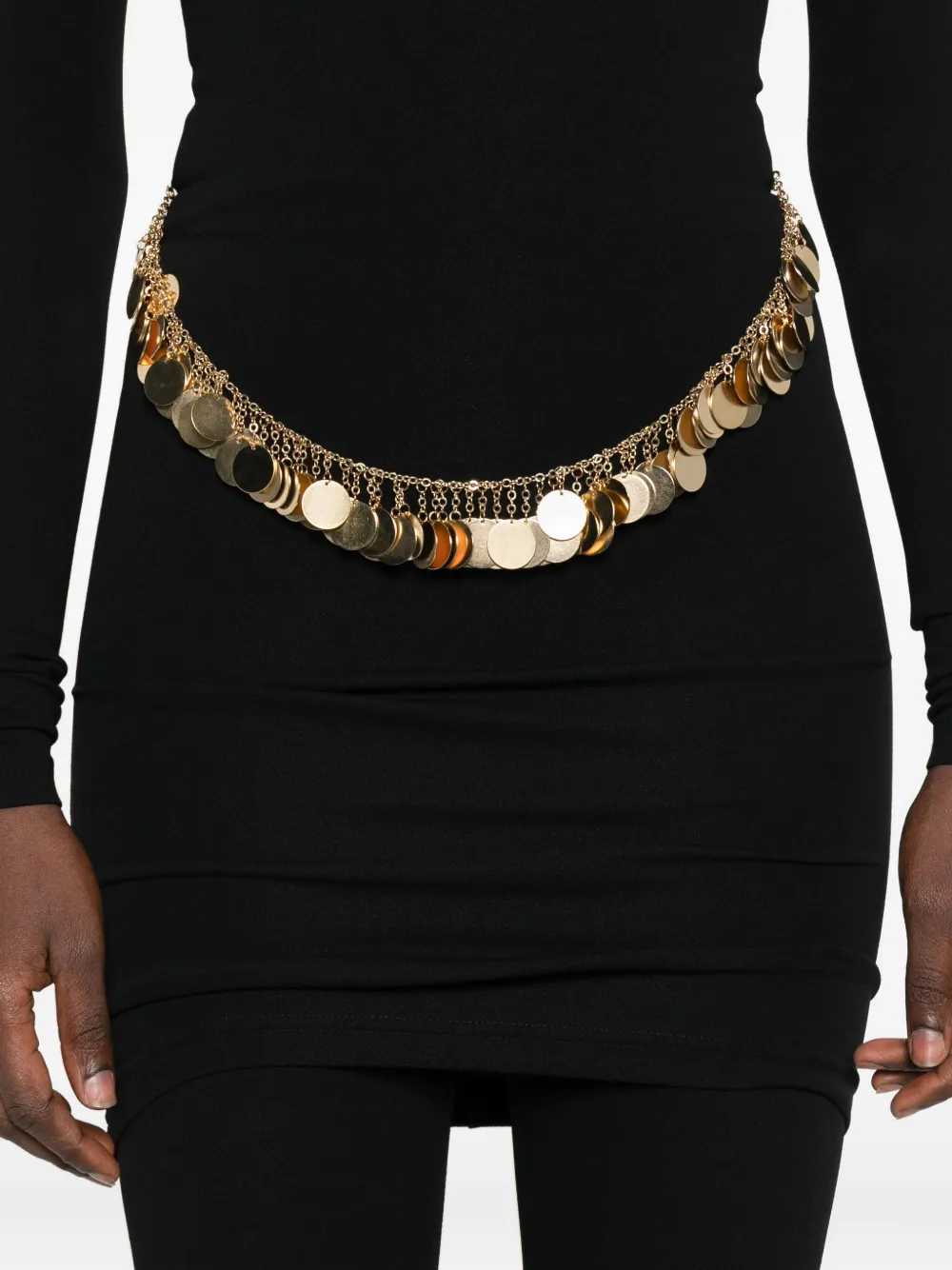 Burc Akyol Coin-embellished High-neck Mini Dress In Black