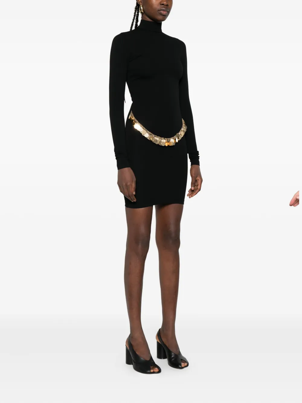 Burc Akyol Coin-embellished High-neck Mini Dress In Black