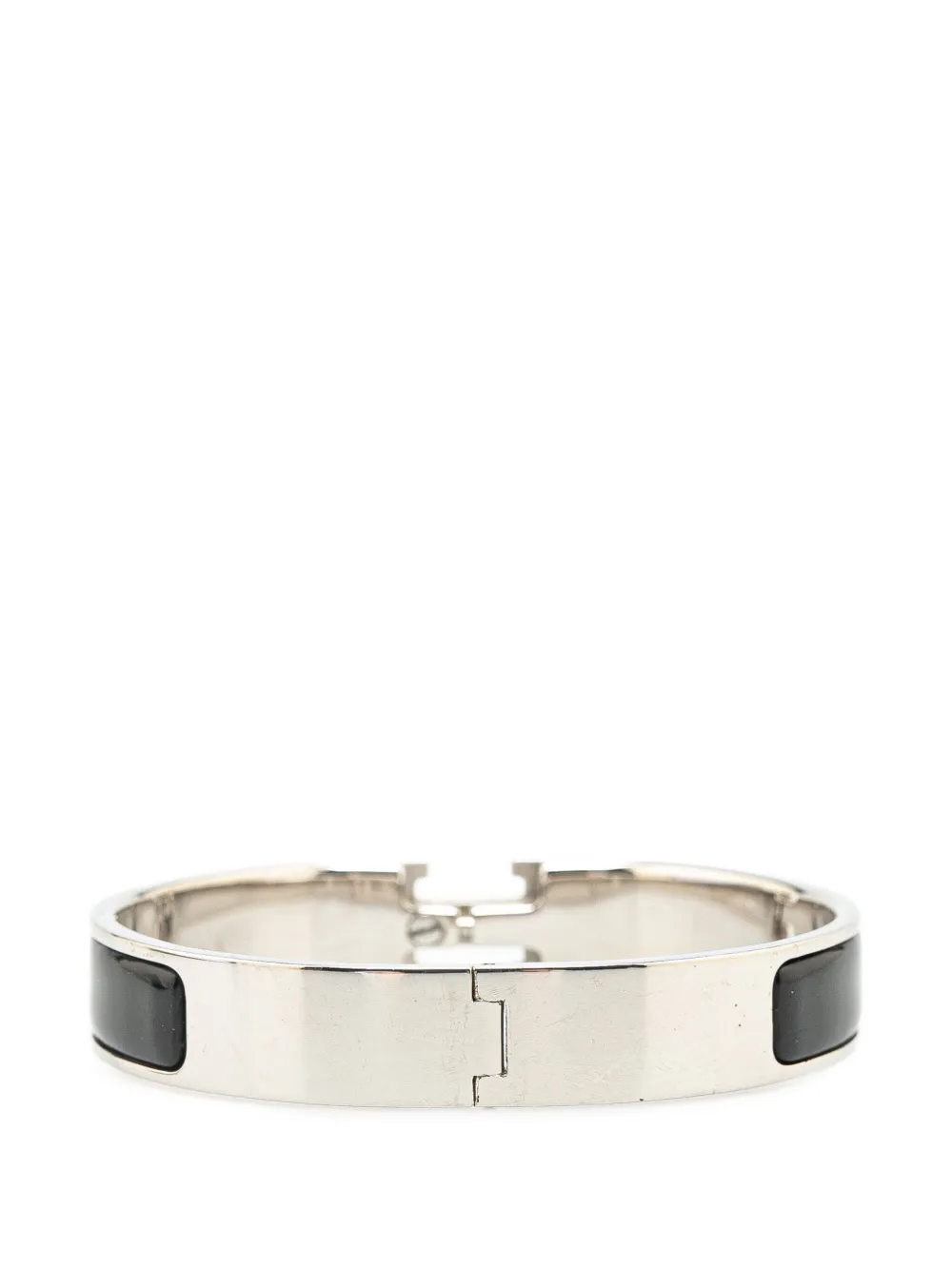 Pre-owned Hermes 20th Century Narrow Enamel Clic Clac H Bracelet Pm Costume Bracelet In Black