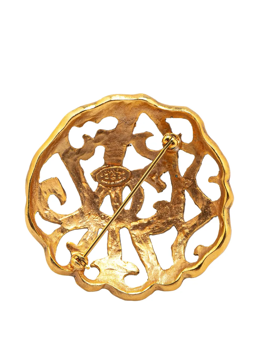 CHANEL Pre-Owned 1980-1990 Gold Plated CC Filigree Brooch costume brooch | Image 2