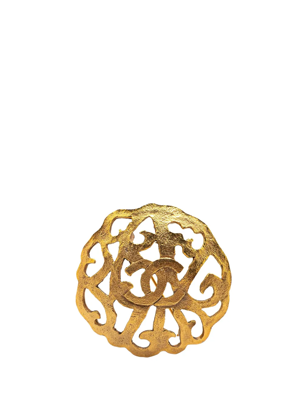 CHANEL Pre-Owned 1980-1990 Gold Plated CC Filigree Brooch costume brooch | Gold | Image 1