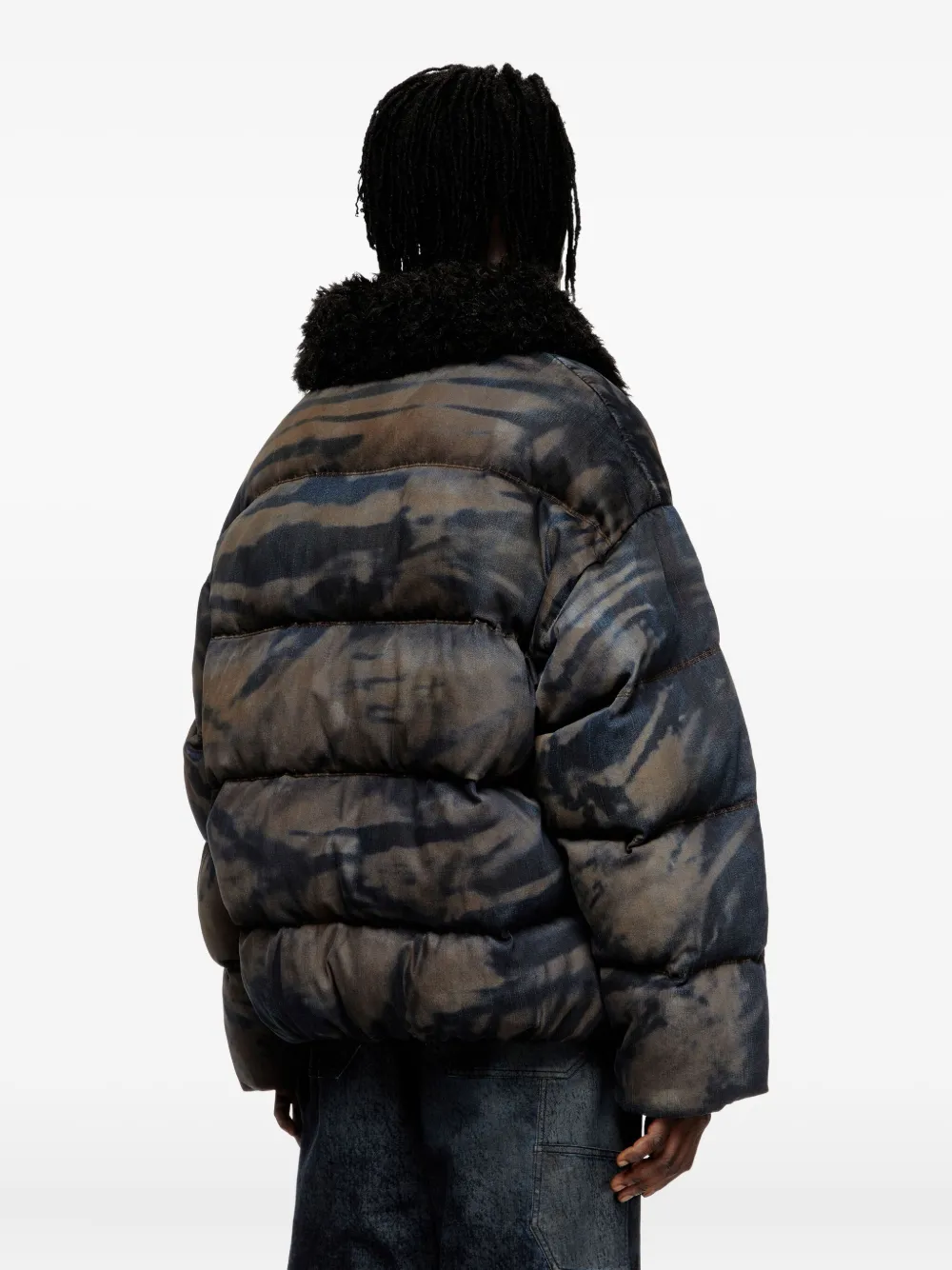 Diesel quilted trimmed-collar padded jacket Zwart