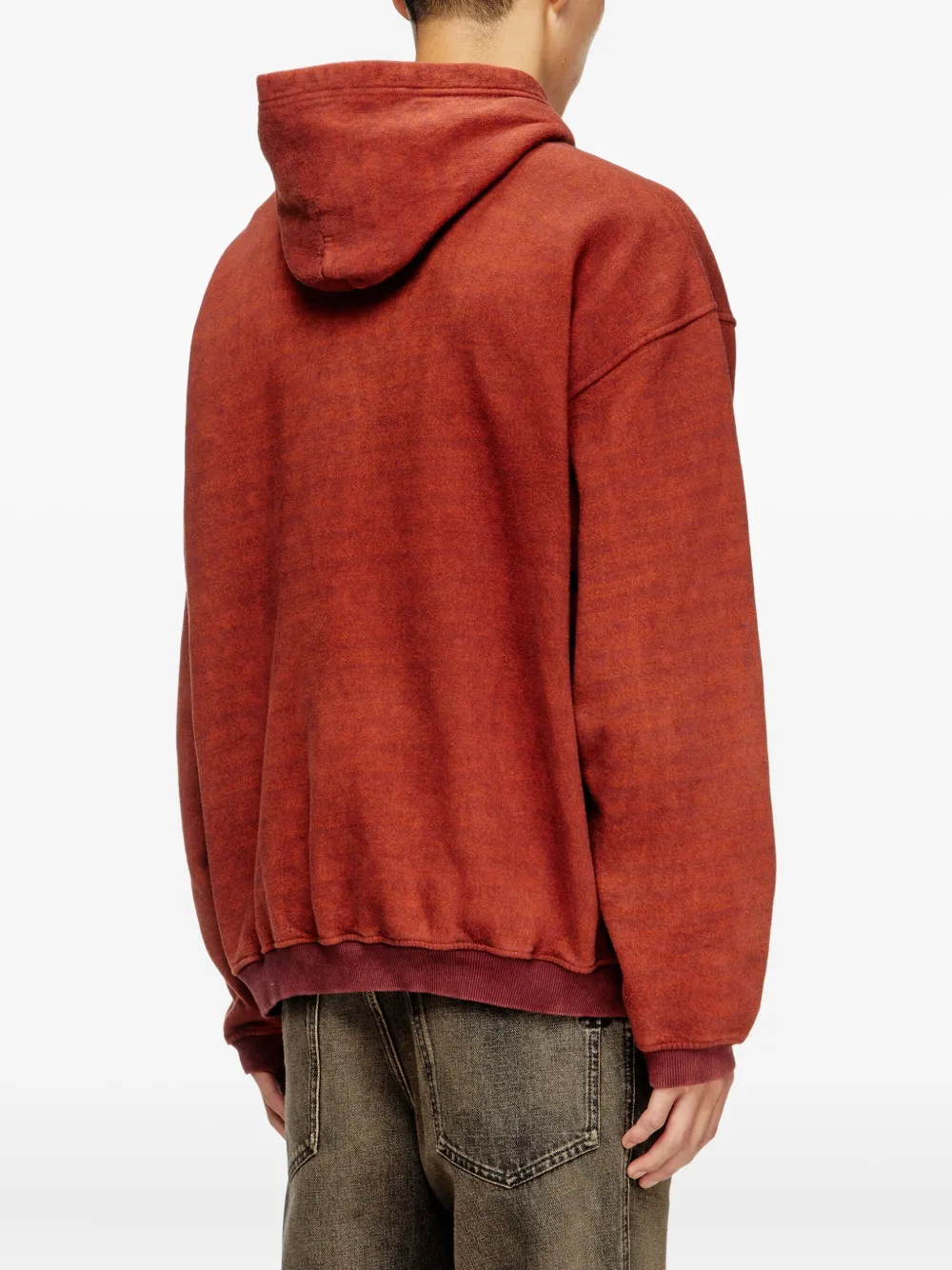 Diesel Cotton Hoodie With Kangaroo Pocket In Red