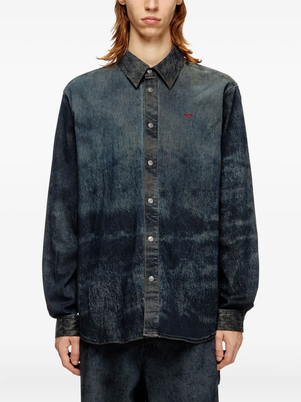 Diesel S-Simply-EPBS denim overhemd met acid wassing Blauw